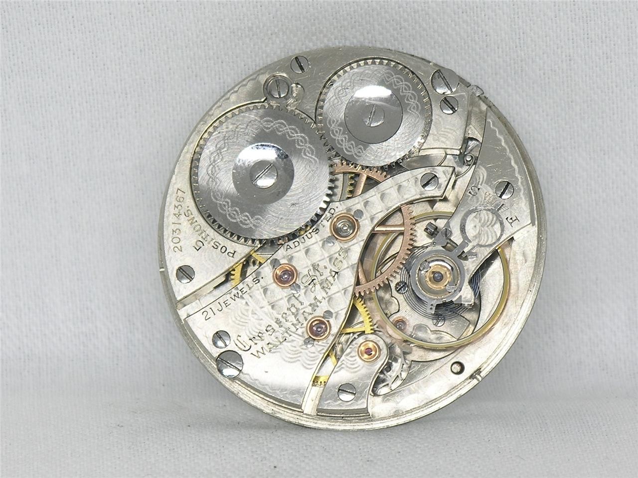 16S WALTHAM 21 JWL CRESCENT STREET WIND INDICATOR RAILROAD POCKETWATCH, RUNNING!