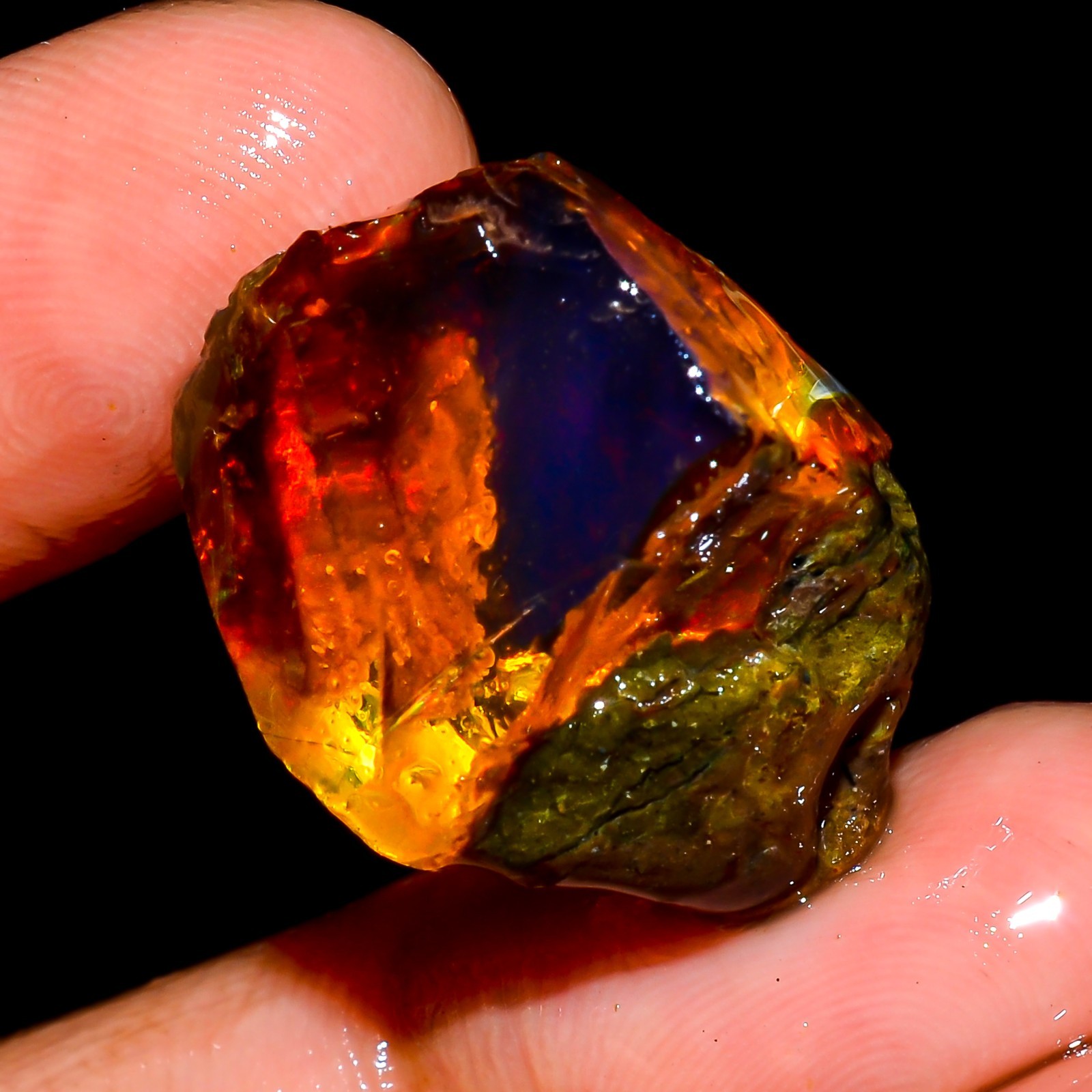 Exclusive TOP Grade-100%Natural Welo Fire Ethiopian Oil Opal Rough-28.00 Carat