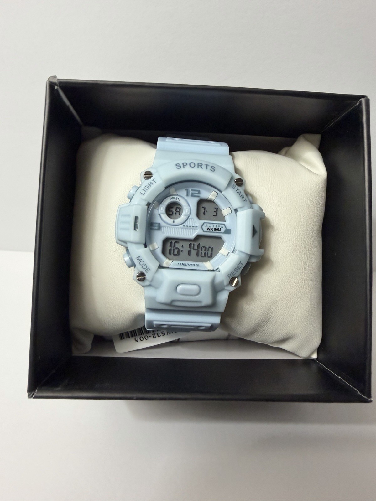 Activa Shock Resistant Digital Quartz Sport Watch 50m Blue 45mm w/ Box Manual
