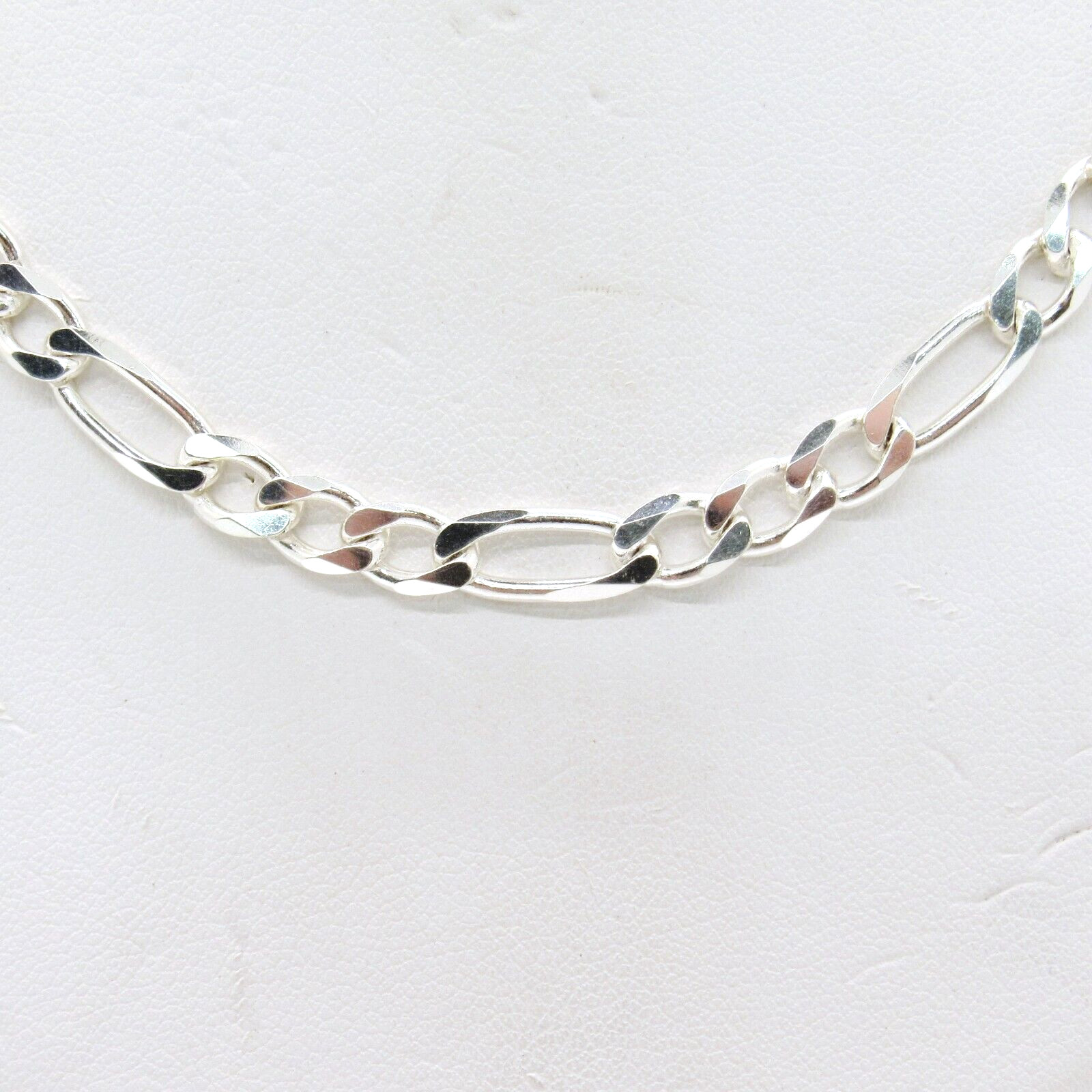 NEW MENS STERLING SILVER .925 RHODIUM PLATED 30″ DIAMOND CUT FIGARO LINK CHAIN
