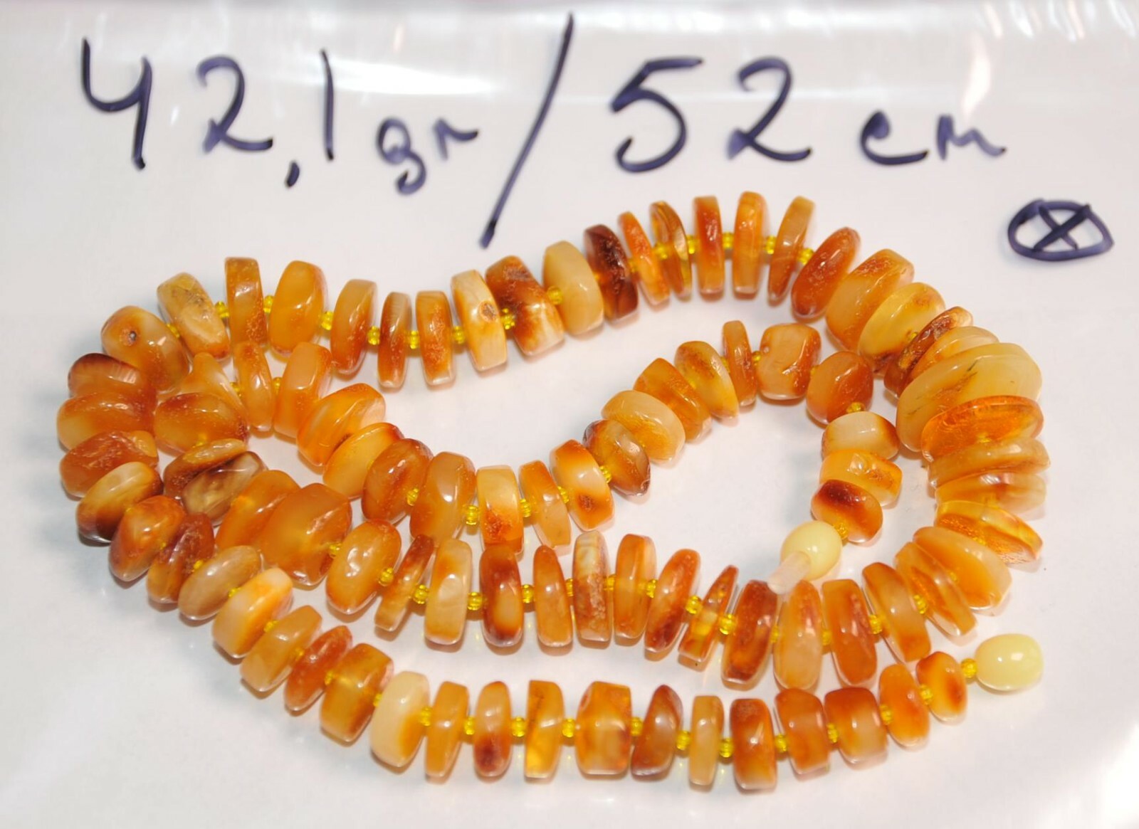 ✅51 cm =42gr RUSSIAN SOVIET BALTIC AMBER BEAD NECKLACE 琥珀 BRACELET STONE PENDANT
