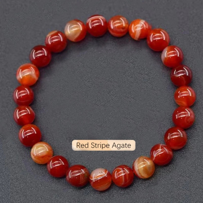 Tigers Eye Amethyst Red Agate Natural Stone Elastic Bead Bracelet Body Purifying