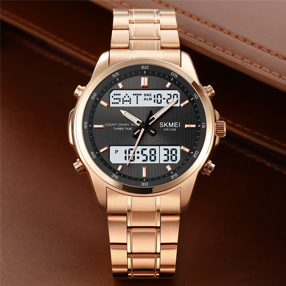 NEW Men Quartz Watch Silver Steel Digital Wristwatch Male Sport LED Watch Gifts