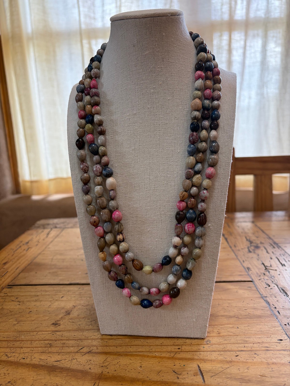 Vintage Job’s Tears Seed Beed Multi Color 72″ Necklace