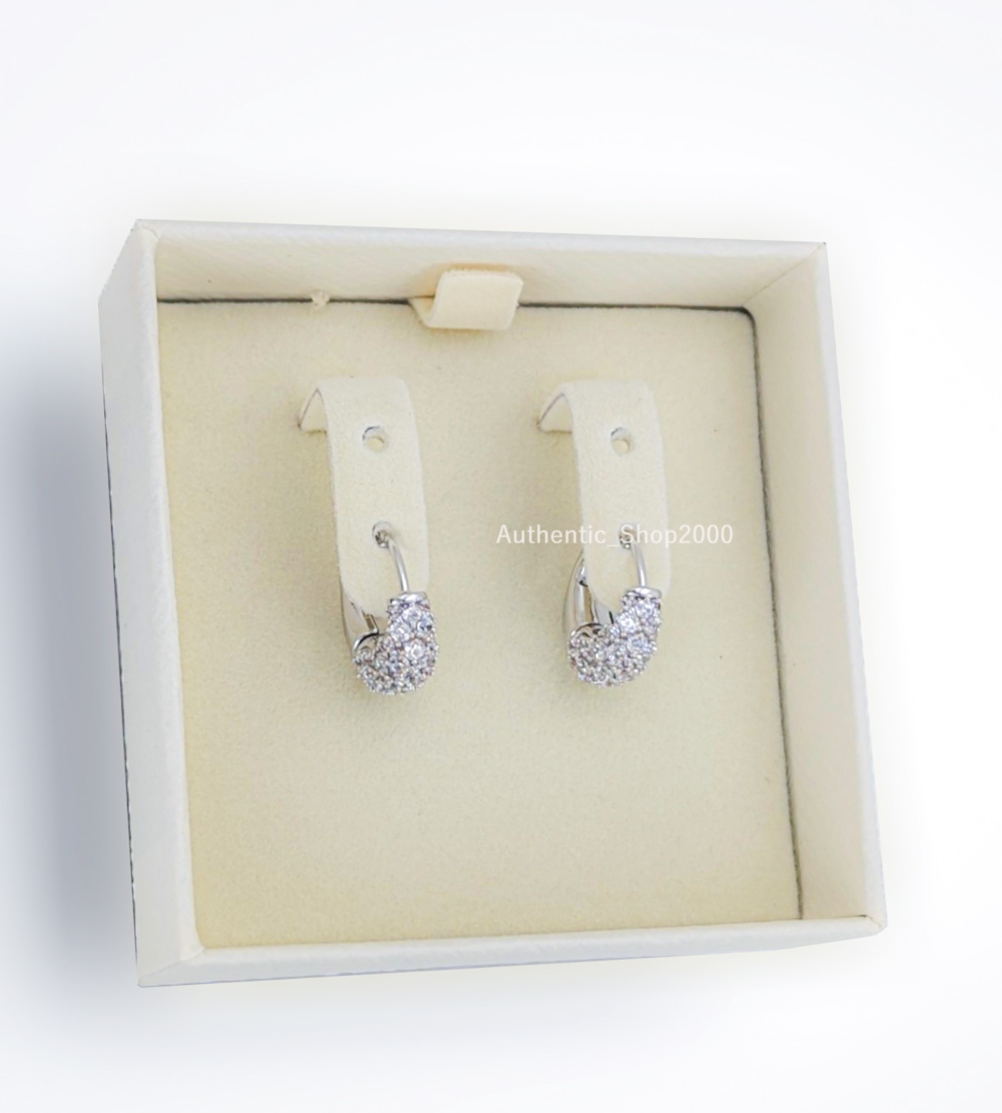 New 100% Authentic SWAROVSKI Rhodium White Pave Sublima Hoops Earrings 5732282