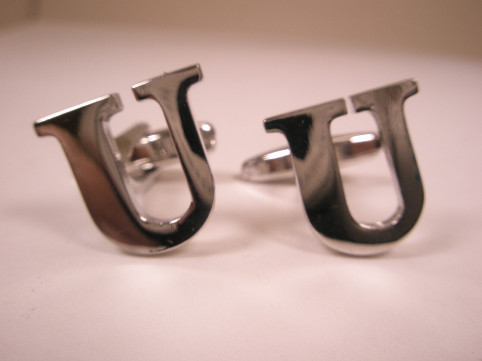 U Monogram Initial Letter Silver Tone Modern Cuff Links uriel ulises una uma umb