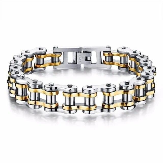 Stainless Steel Biker Chain Bracelet Mens Bracelet Link Chain Motorcycle Bicycle