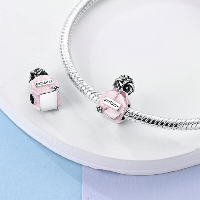 MULA New European Silver Plated Charm Enamel Camellia perfume For Women Bracelet