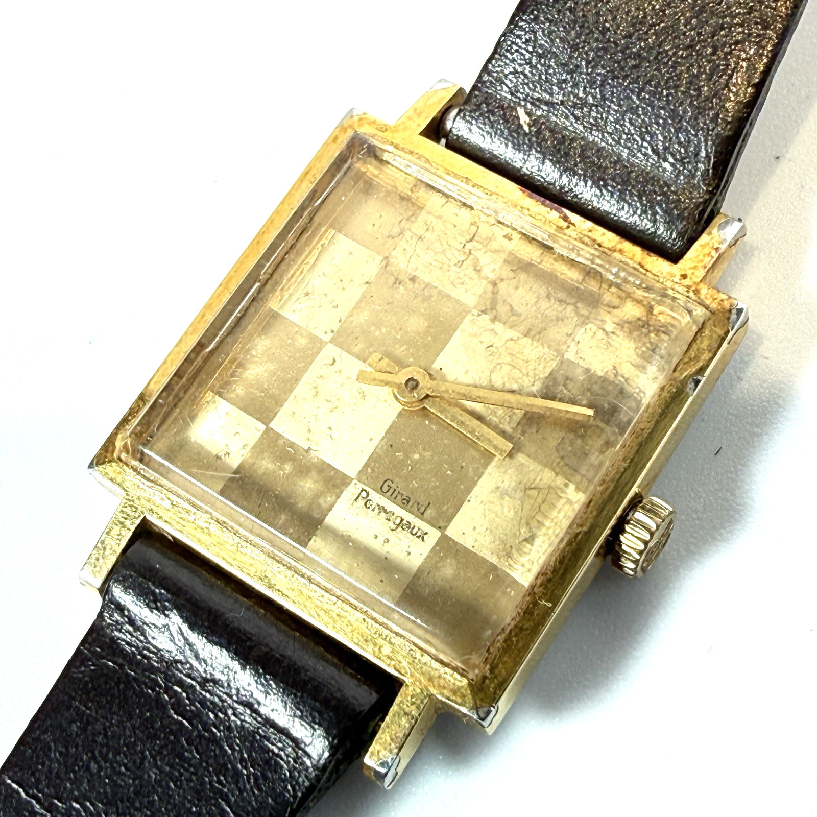 RARE VINTAGE GIRARD PERREGAUX CHECKERBOARD MECHANICAL LADIES DAMIER WATCH RUNS