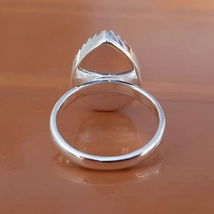 925 Sterling Silver 5x7mm Pear Serrated Bezel Ring Blank DIY Jewelry Setting