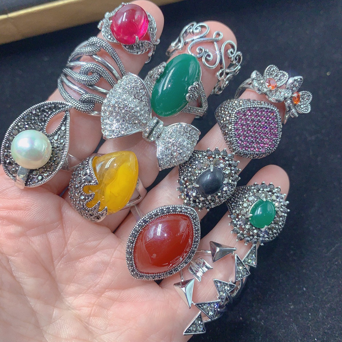 20Pcs Random Wedding Jewelry Cubic Zircon Rings Mixed Lots Lady’s Fashion Ring