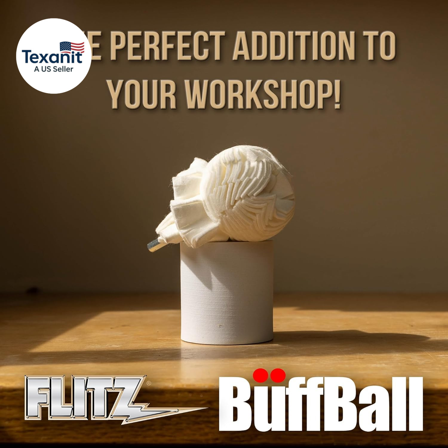 Buff Ball W/ 1.76Oz Metal Polish Paste – 3In Drill Buffer Polisher Attachment fo