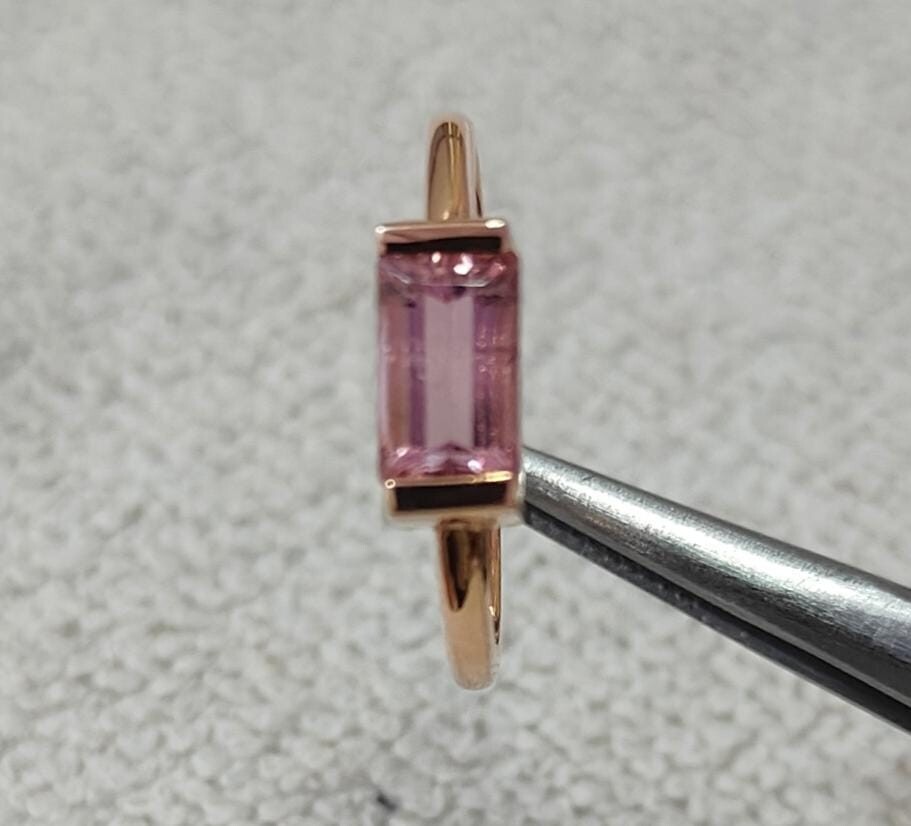 1.50 Carat Natural Pink Tourmaline Gemstone 18k Rose Gold Dainty Ring Women Gift
