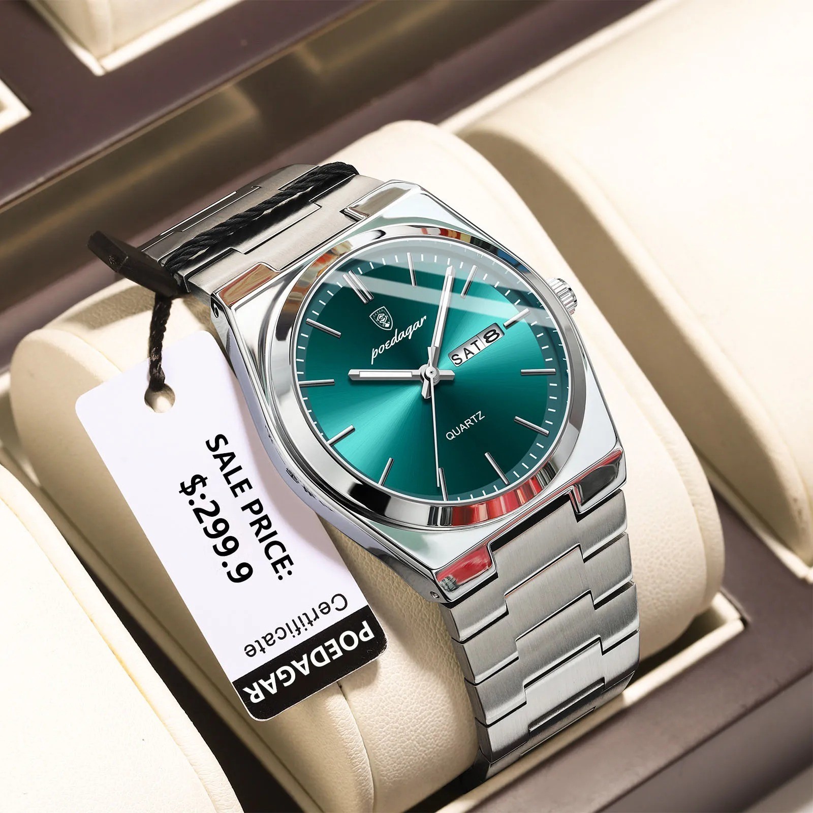 POEDAGAR Luxury Men’s Watches Waterproof Luminous Date Week Men Watch Stainless