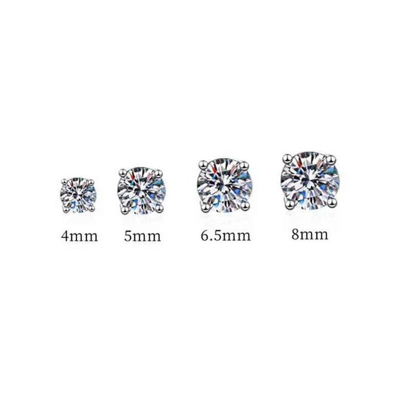 18k White Gold Plated Real 0.2-3CT D Color Moissanite Stud Earrings For Women