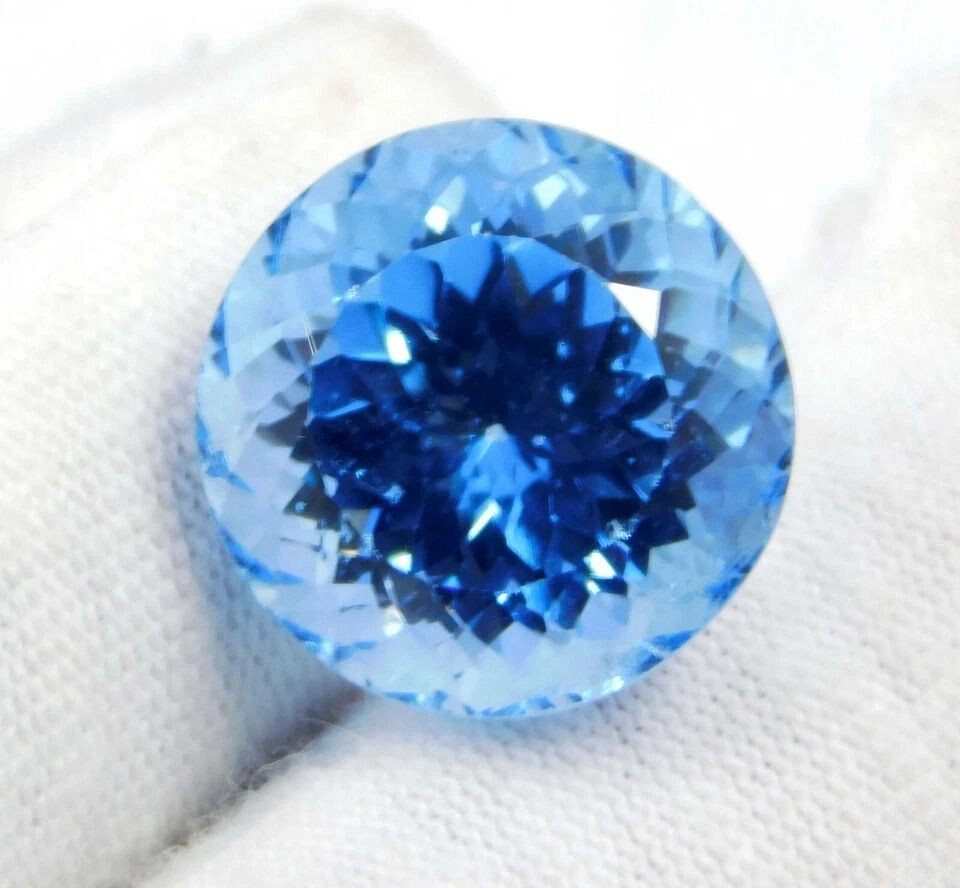AAA+ Certified 20.00 Ct Natural Ceylon Blue Sapphire Round Cut Loose Gemstone