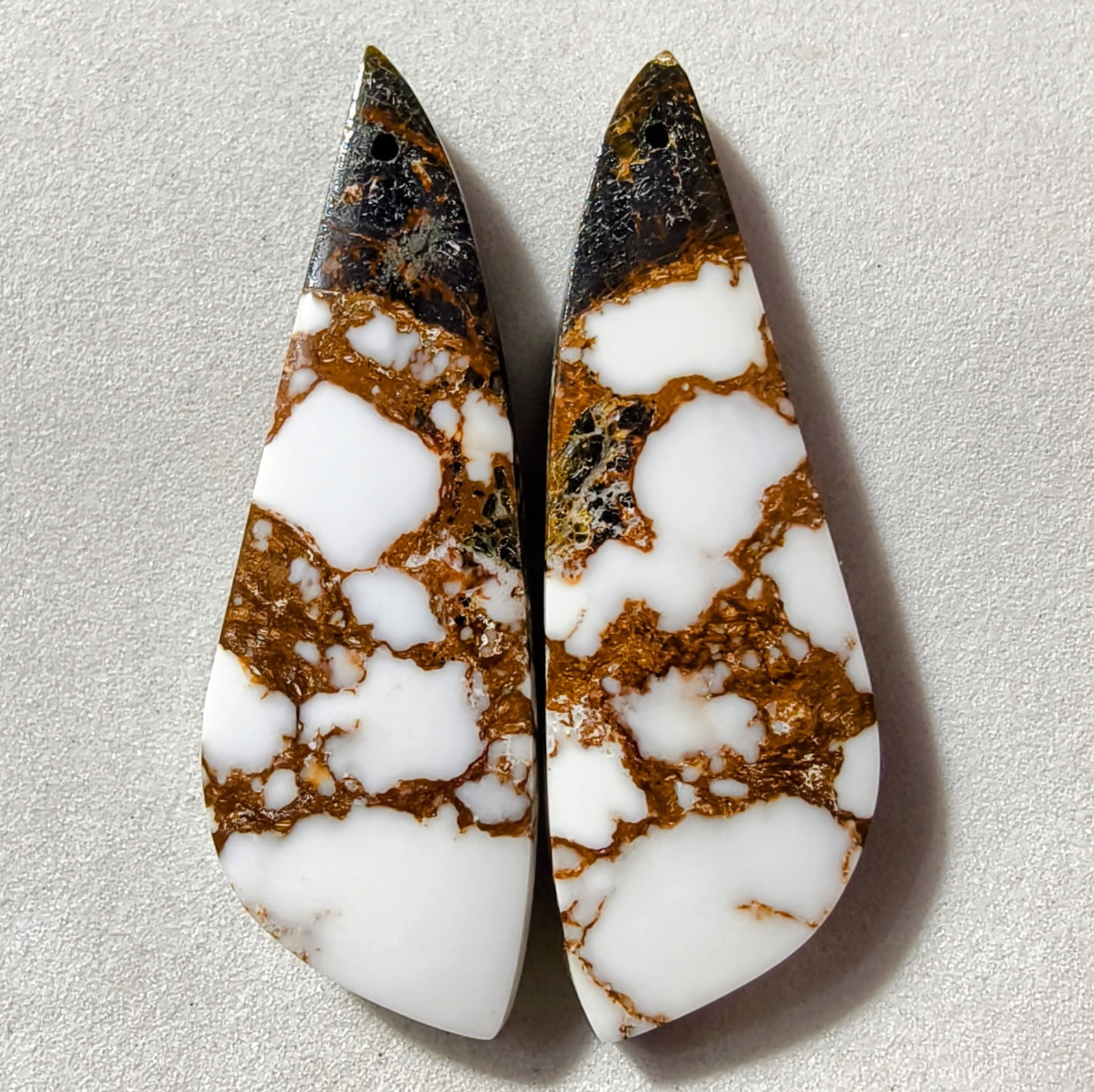 65 Cts Natural Magnesite Jasper Drilled Pair Cabochon Gemstone 45.7 X 15.1 MM
