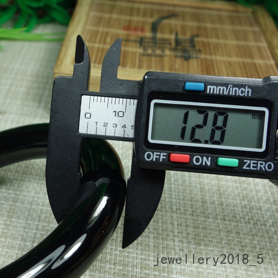 Certified Black Green Burma 100% Natural A Jadeite jade Bracelet 墨翠 圆条玉手镯 58.9mm