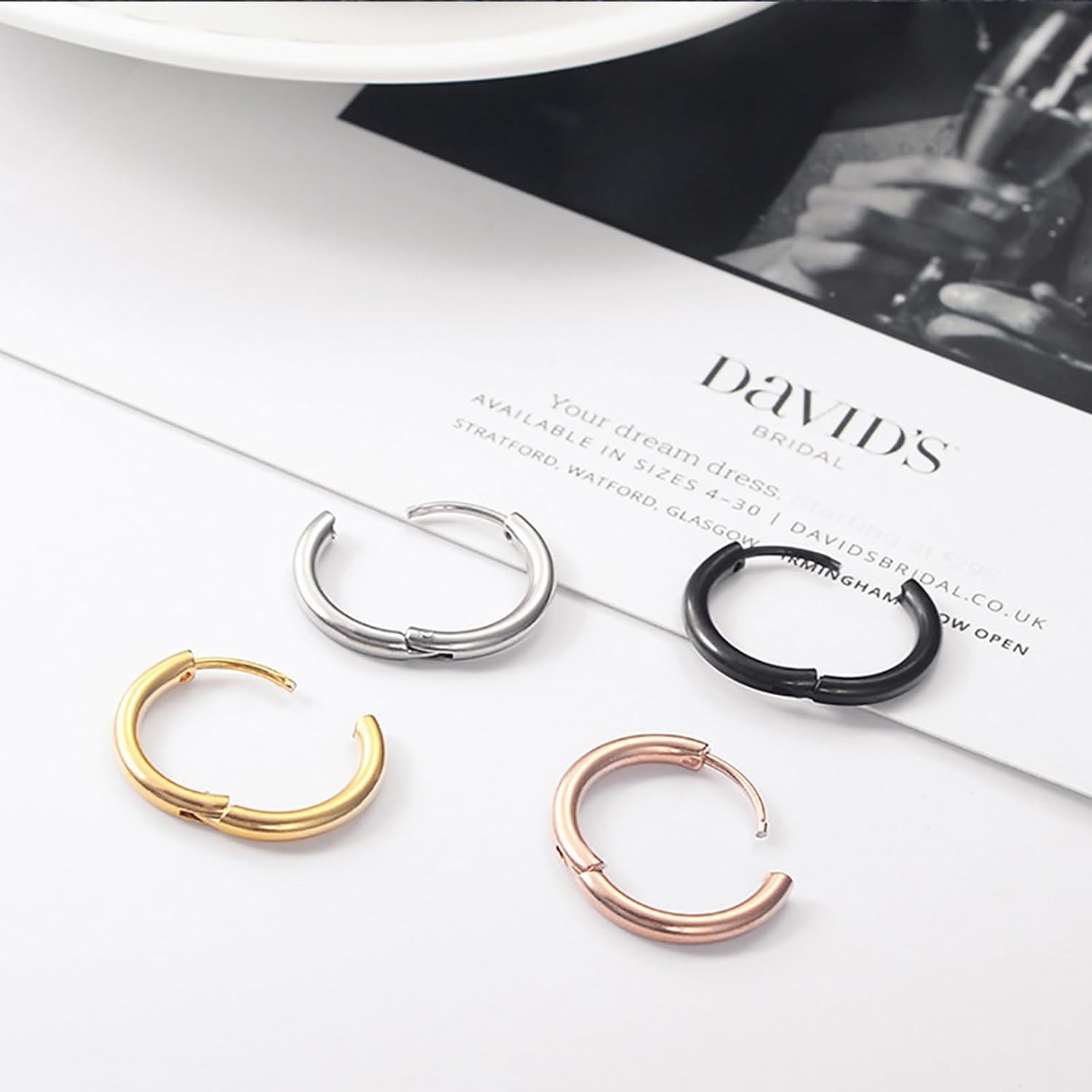 316L Surgical Stainless Steel Huggie Hoop Earrings 6Mm 8Mm 10Mm 11Mm 12Mm 14Mm H