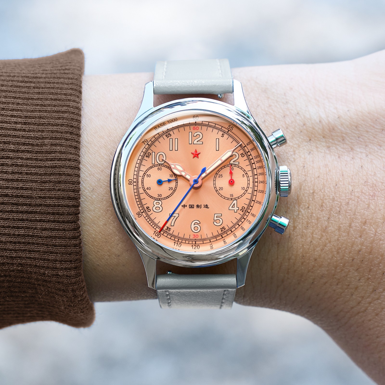 RED STAR 1963 SEAGULL ST1901 Chronograph Movement Wrist Watch 38mm 50M C3 316L