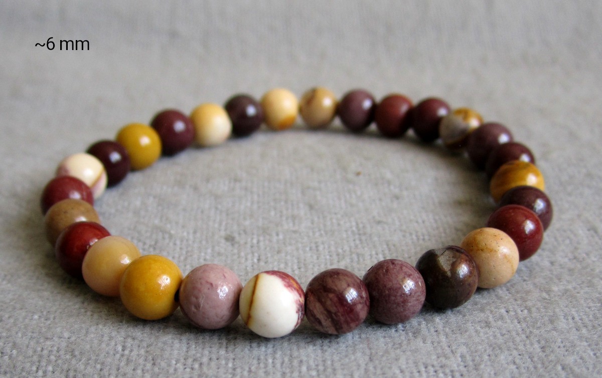 Mookaite Bracelet • Balls Approx Ø 6mm / Approx 15-19cm • Elastic