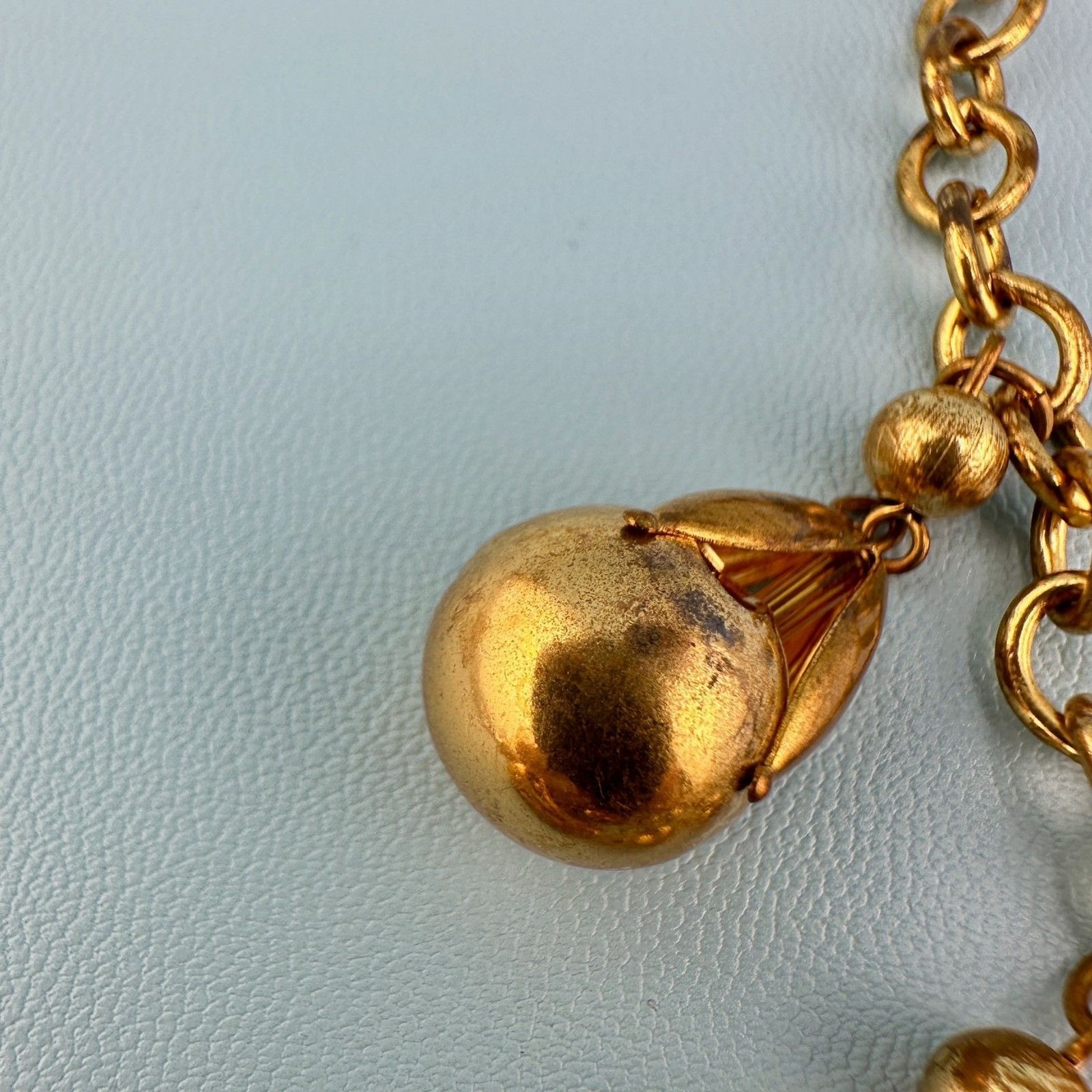 Vintage Art Deco Necklace Fringe Chain Gold Tone Etruscan Revival Statement