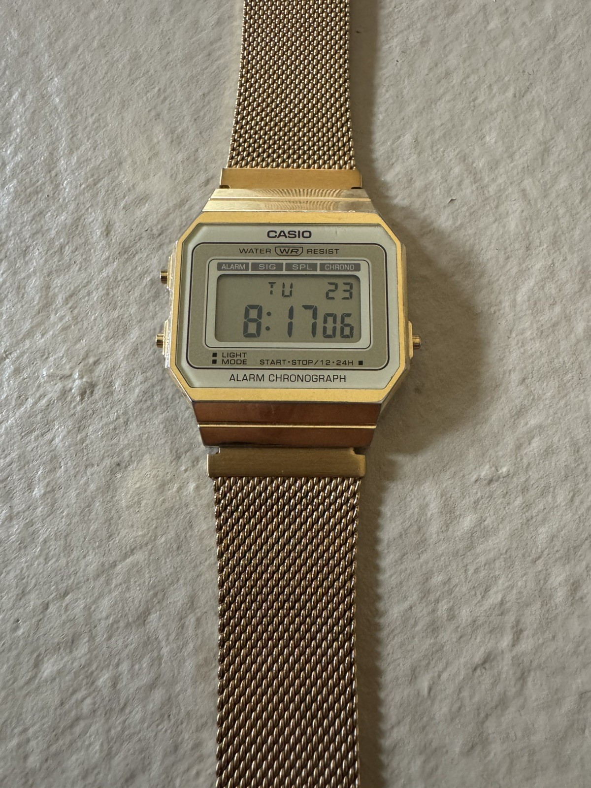Casio A700WMG-9A Digital Watch Gold Mesh Band 37mm Quartz Unisex New