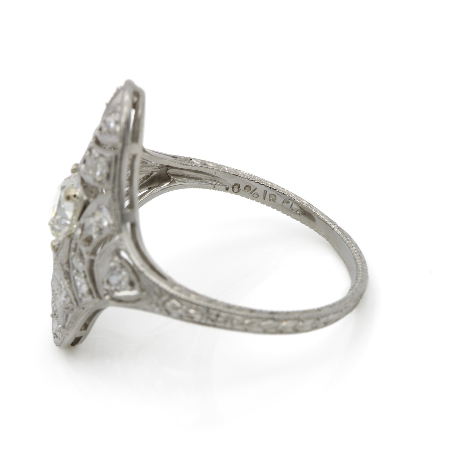 Edwardian Platinum Die Struck 0.78ctw Diamond Filigree Sz 8 Ring #E139033-1