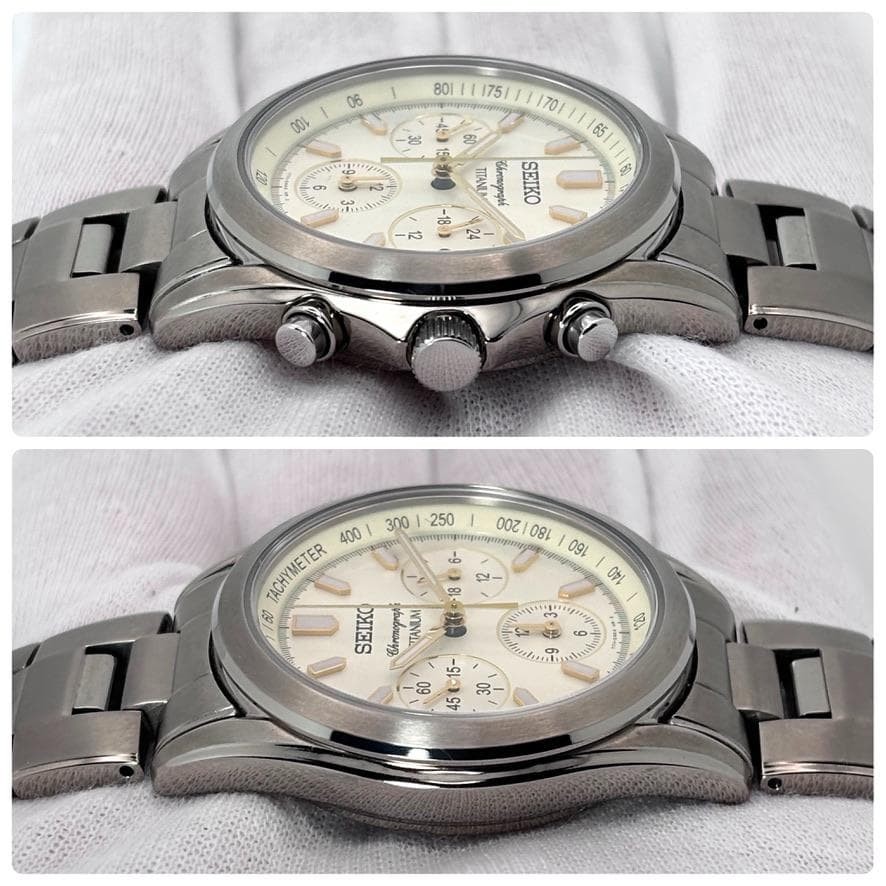 functioning Seiko chronograph 7T11 0AH0 titanium wristwatch
