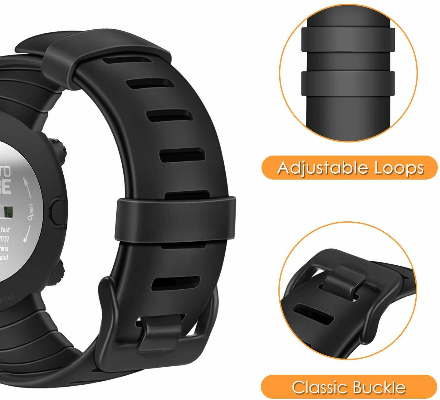 For Suunto Core(24mm) Rubber Replacement Watch Band Sport Band with Metal Clasp