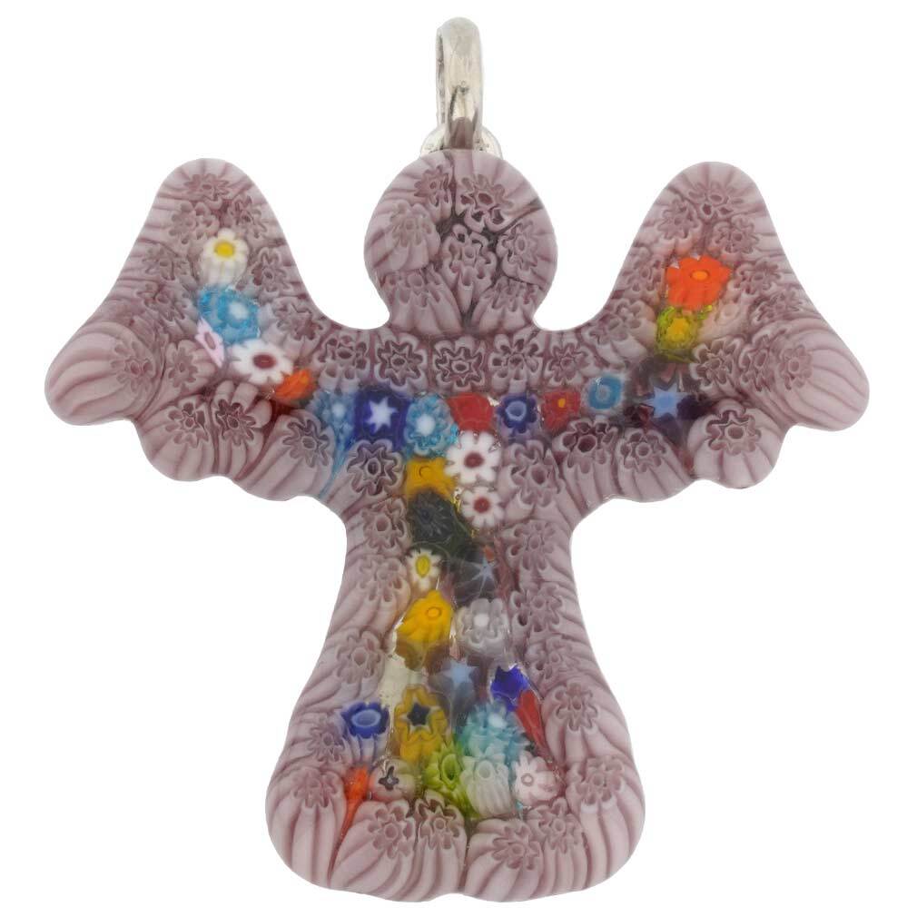 GlassOfVenice Murano Glass Millefiori Angel Pendant – Purple
