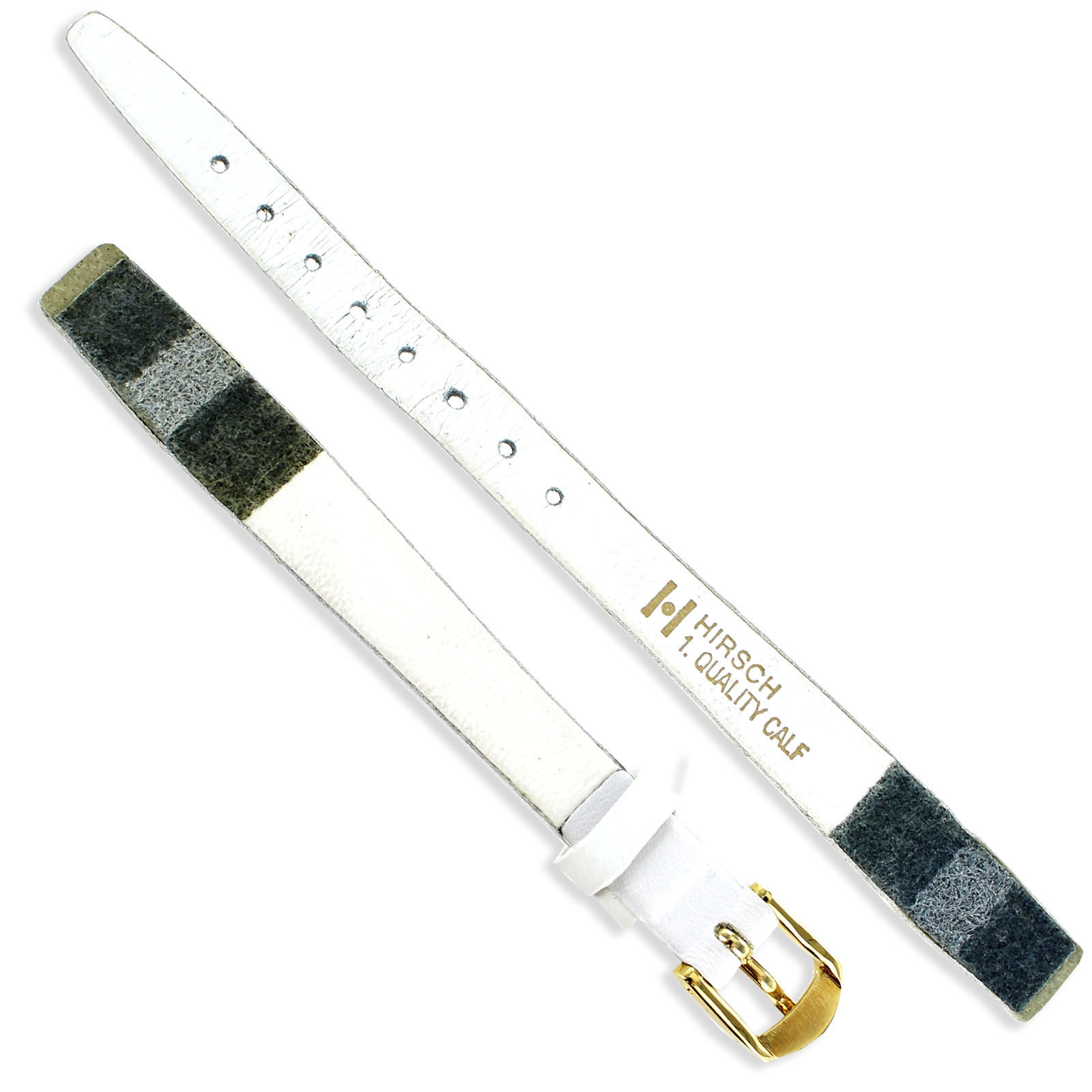 10mm Hirsch White Quality Calf Ladies Flat Unstitched Open Ended Watch Band