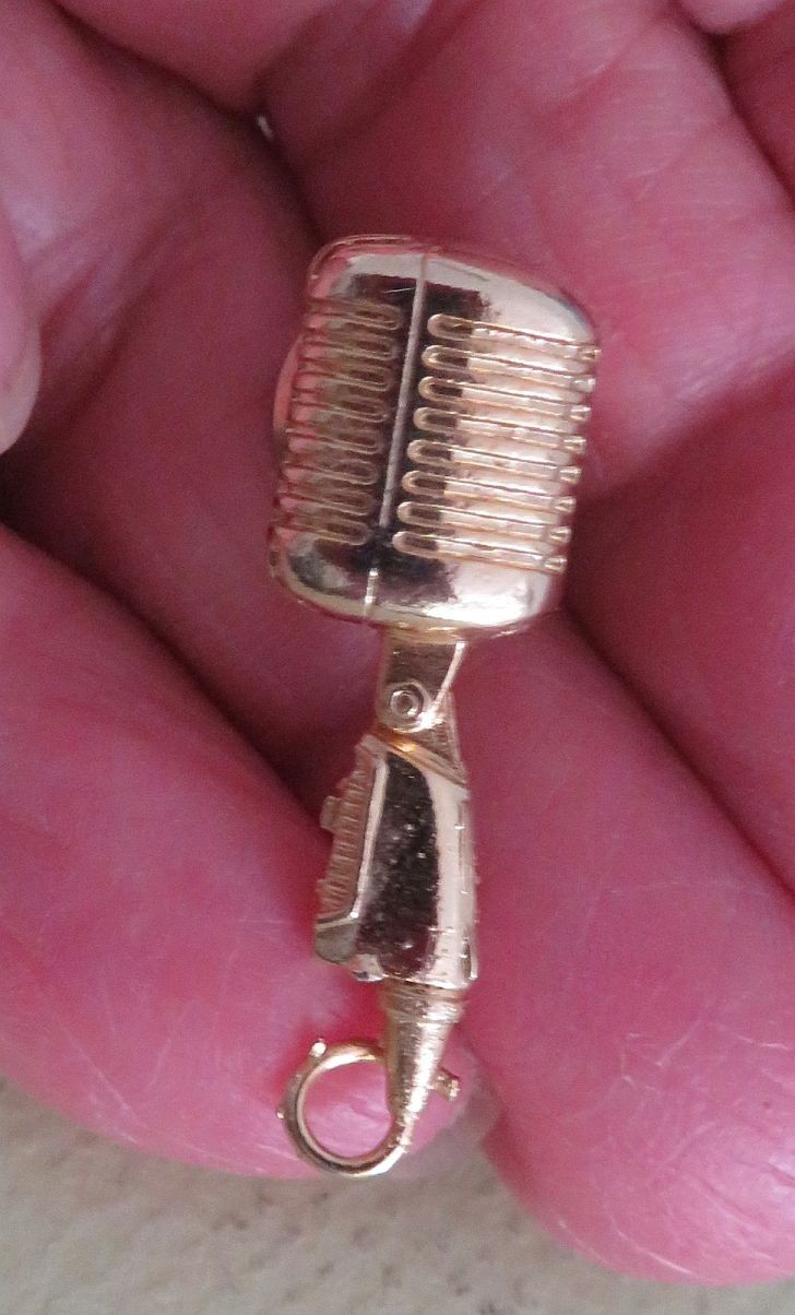 Vint SHURE 55SH Microphone Gold Finish Future Primitive Pin Music Pin Back