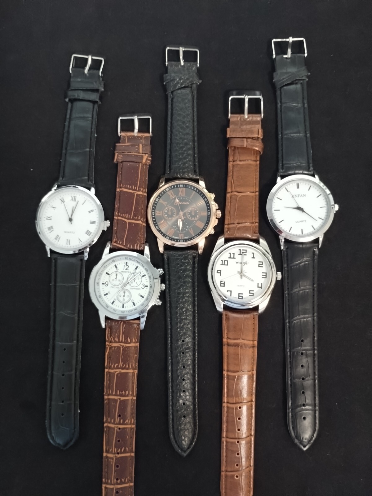Set of 5 Brand NEW Men’s Assorted Watches. 5 FREE SPARE BATTERIES lot Deal #1046