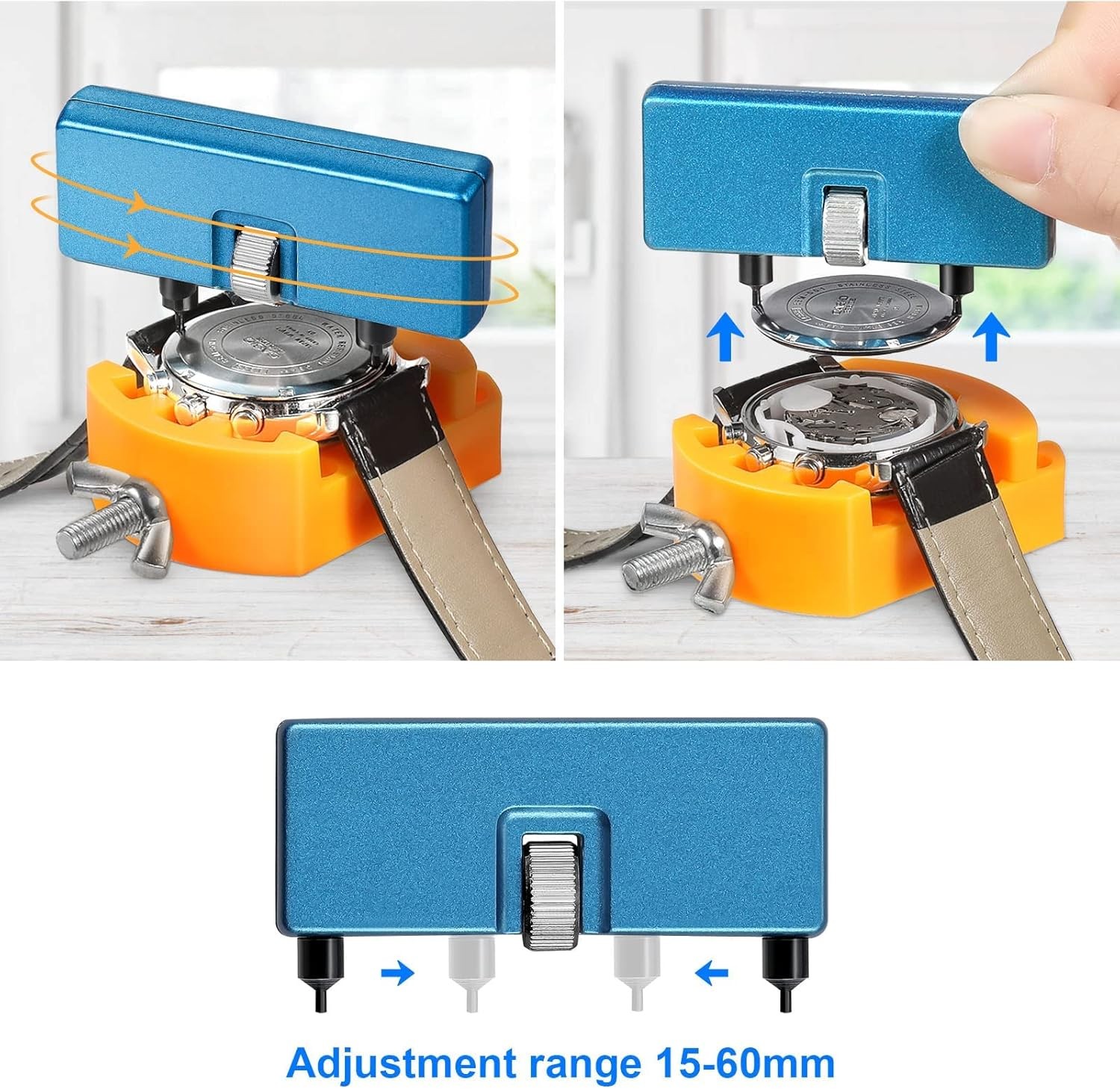 Watch Battery Replacement Tool Kit with Wrench Back Remover for Grooved Cases