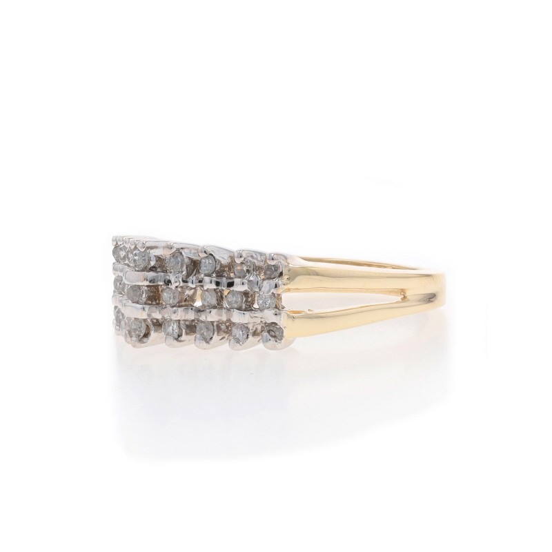 Yellow Gold Diamond Tiered Cluster Band – 10k Single Cut .25ctw Ring