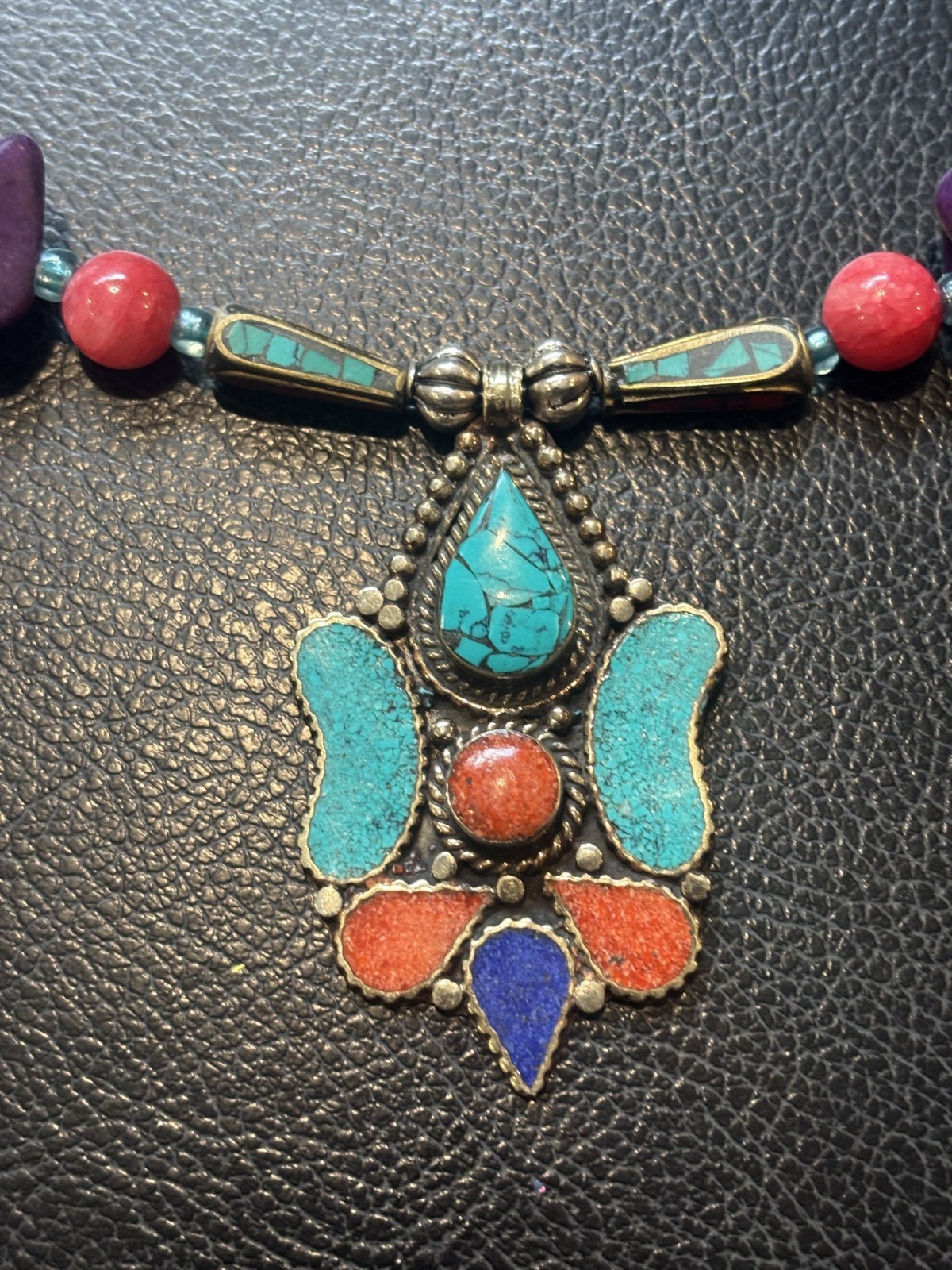 Colorful Boho Handcrafted Natural Stone Necklace 20 inch