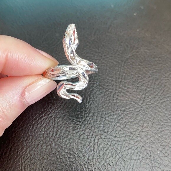 925 Sterling Silver Diamond Cut Snake Ring Any / All Size