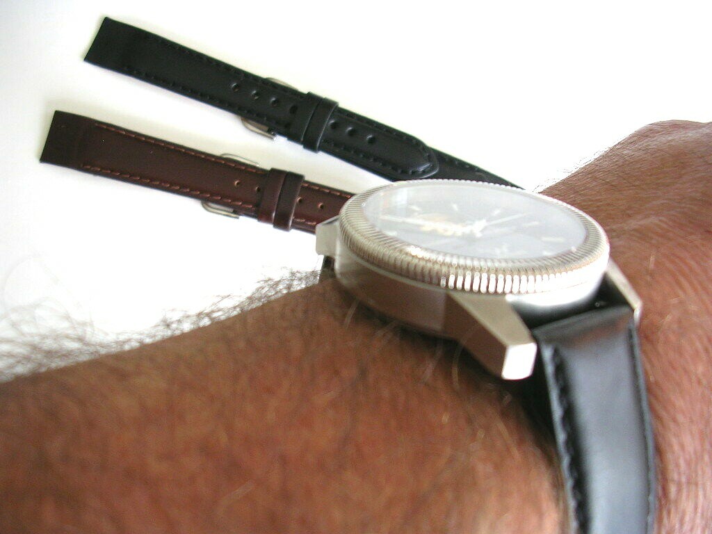 14mm Black Open End Mens Oily Leather watchband strap IW SUISSE 8-10-12-16-18-20