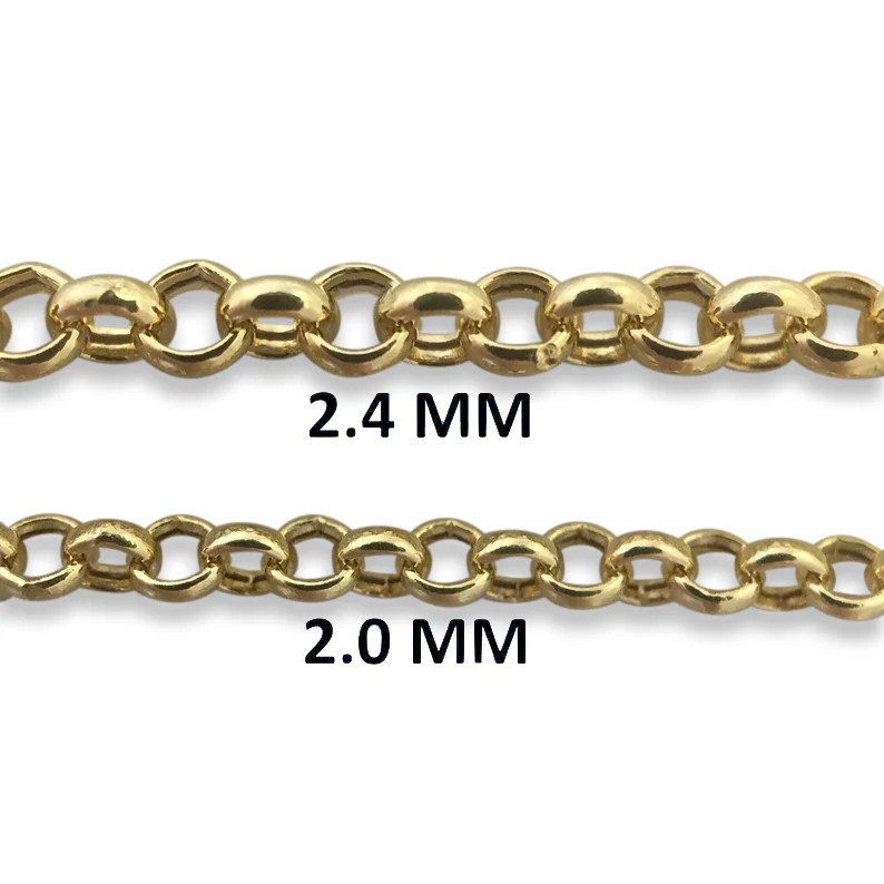 14K Rose Gold Rope Chain Necklace, 1.6mm to 2.5mm Wide, Solid Gold