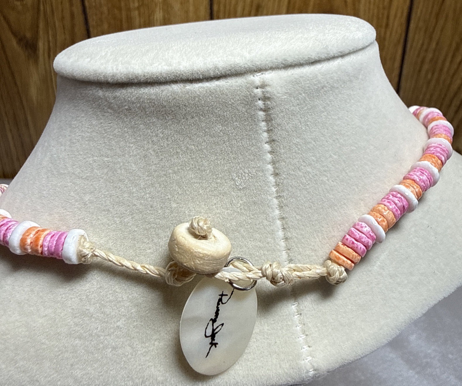 Pink & White Panama Jack Necklace Beachy and Comfortable New#78-3