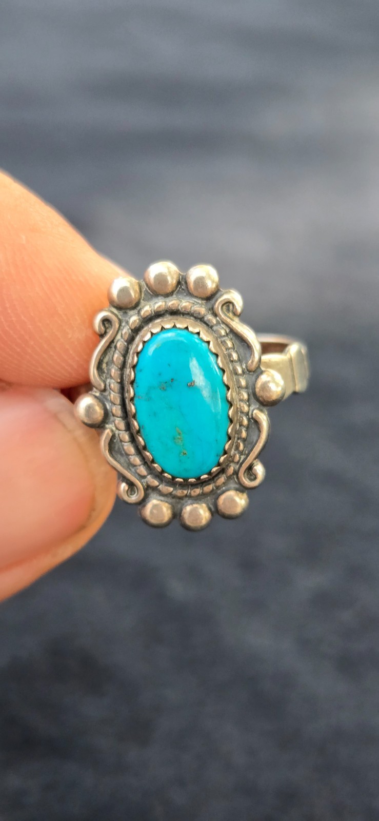 1940’s SW Native Style Sterling Silver Turquoise Wheeler Manufacturing Ring Sz 9