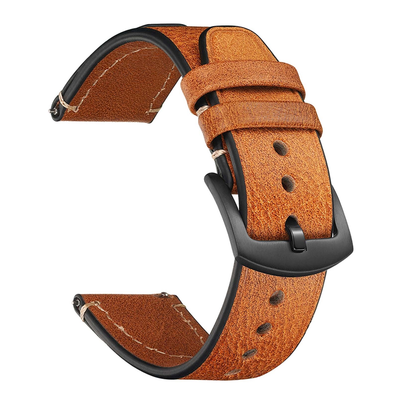 20MM Classic Genuine Leather Watch Band For Galaxy Watch 7/6/5 Pro/4/FE 44/40MM