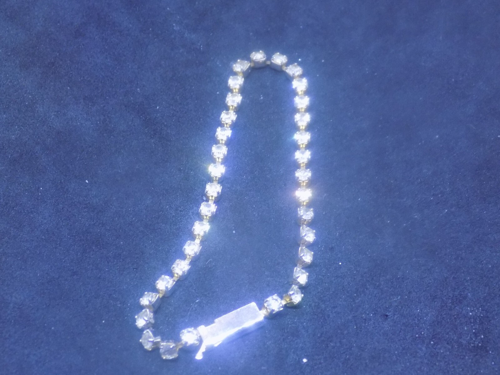 Vintage Gold Tone Clear CZ Tennis Bracelet 7″ Long (339)