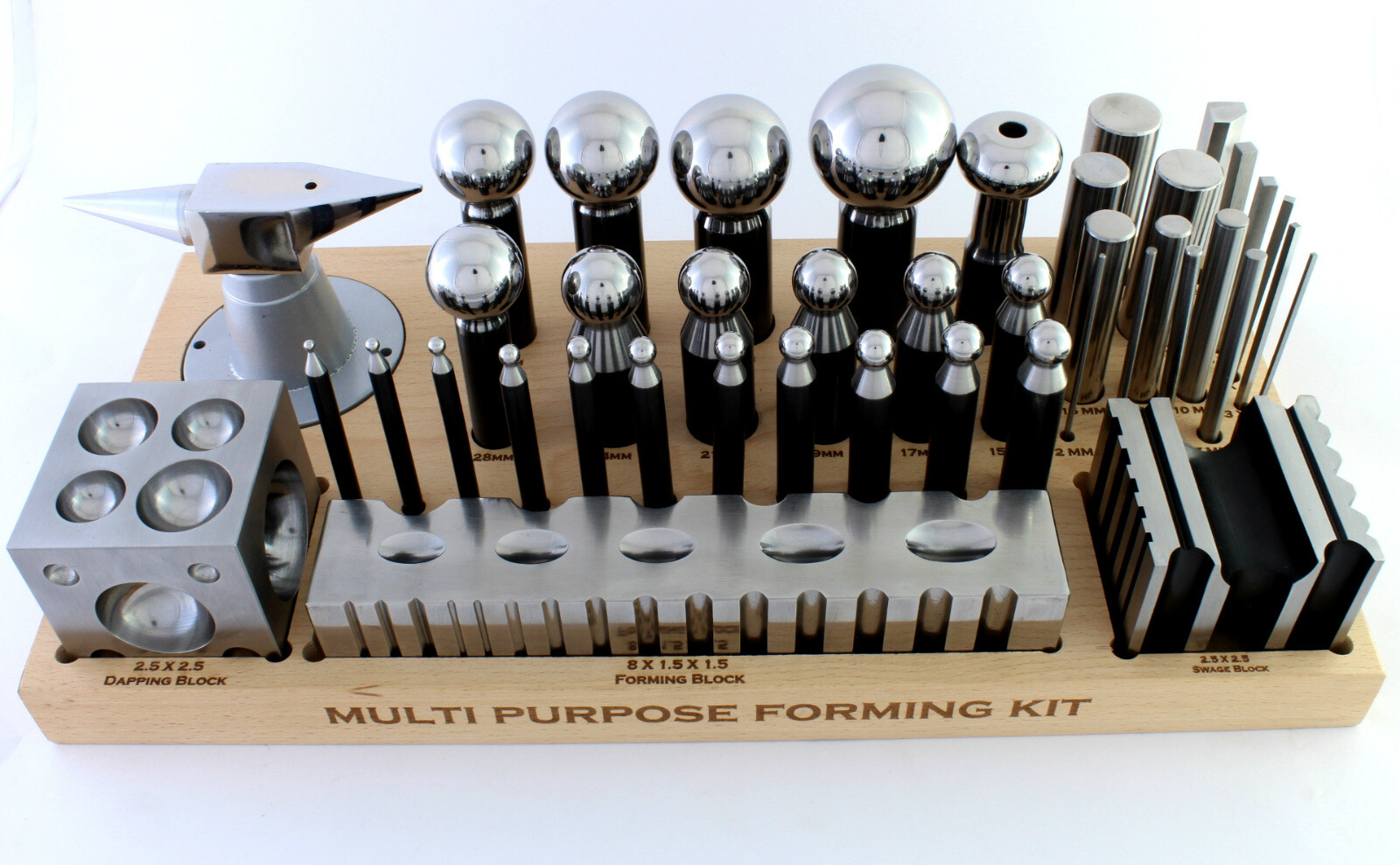 Deluxe 43 Piece Dapping And Forming Set With Oval Shapes In Wood Base