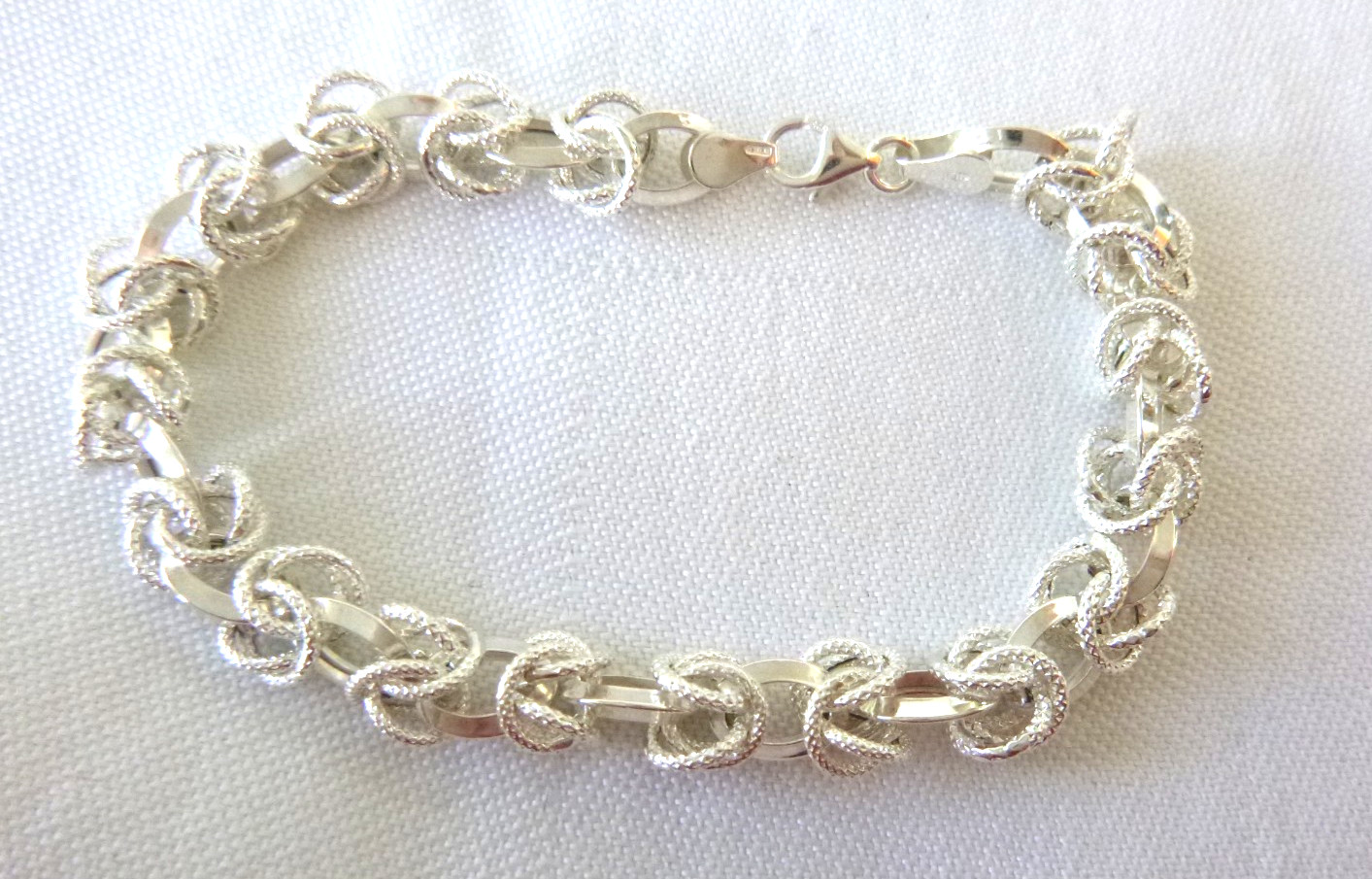 STAUER Textured Byzantine Cable Bracelet 7.25 In 925 Sterling Silver 7.4gr NWT