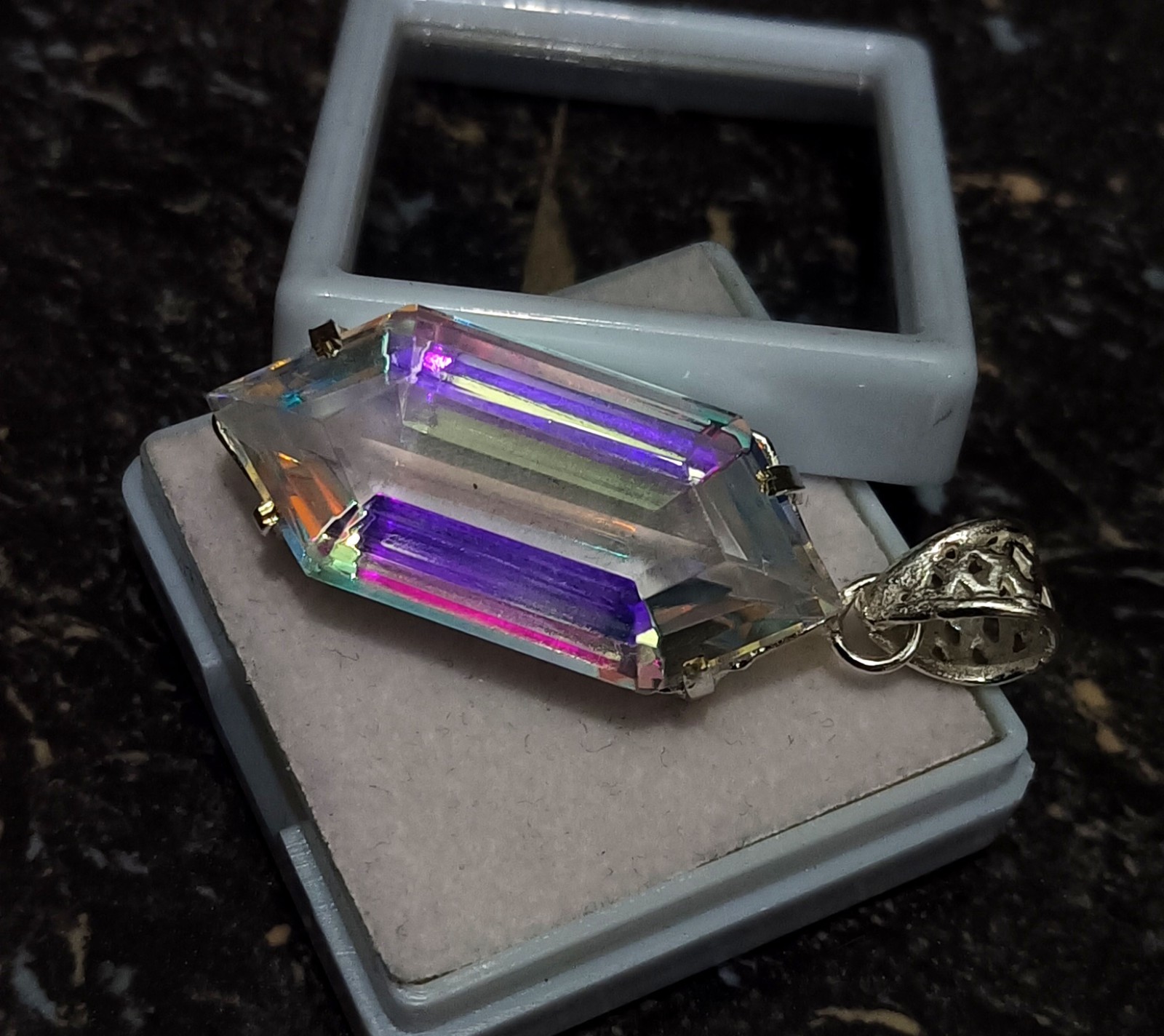 EGL 58.20 Ct+ Natural Mystic Topaz Fancy Cut 925 Solid Silver Pendant Gemstone