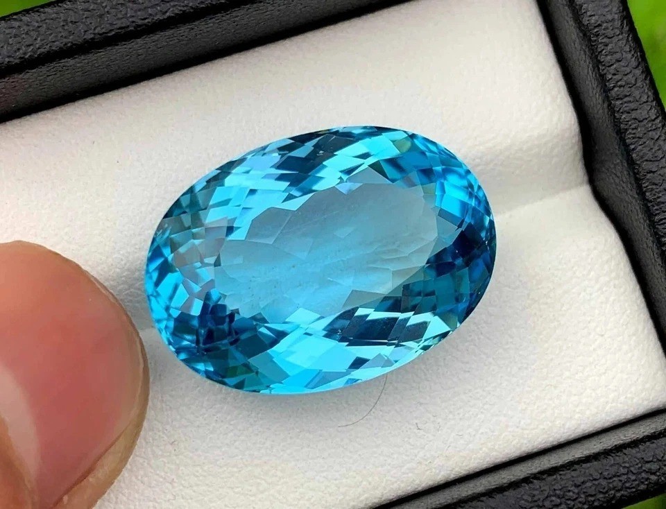 Swiss Blue Sapphire Oval Cut 20+Ct Natural Certified Loose Gemstone For Pendant