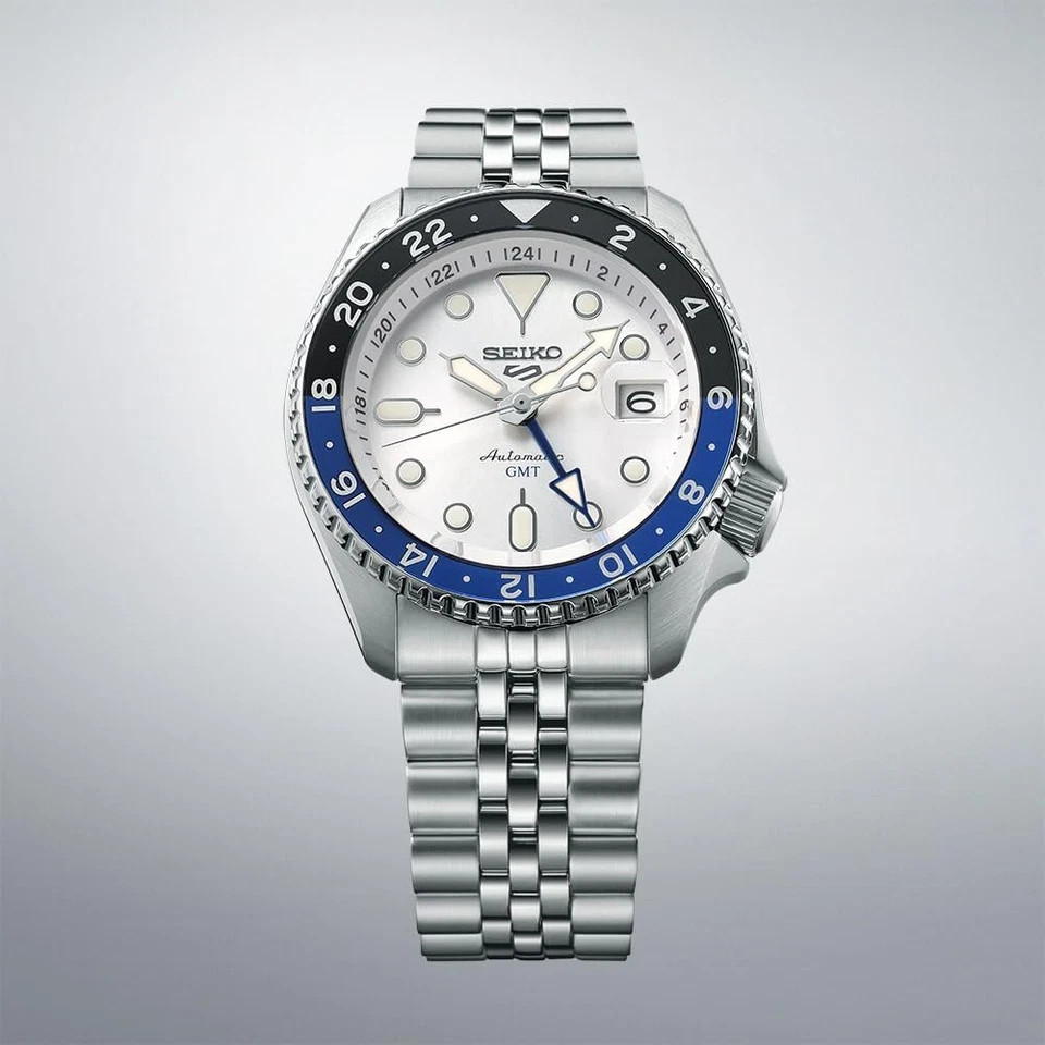 Seiko SBSC017 Seiko 5 Sports SKX Sports Style GMT Men’s Watch Silver Dial