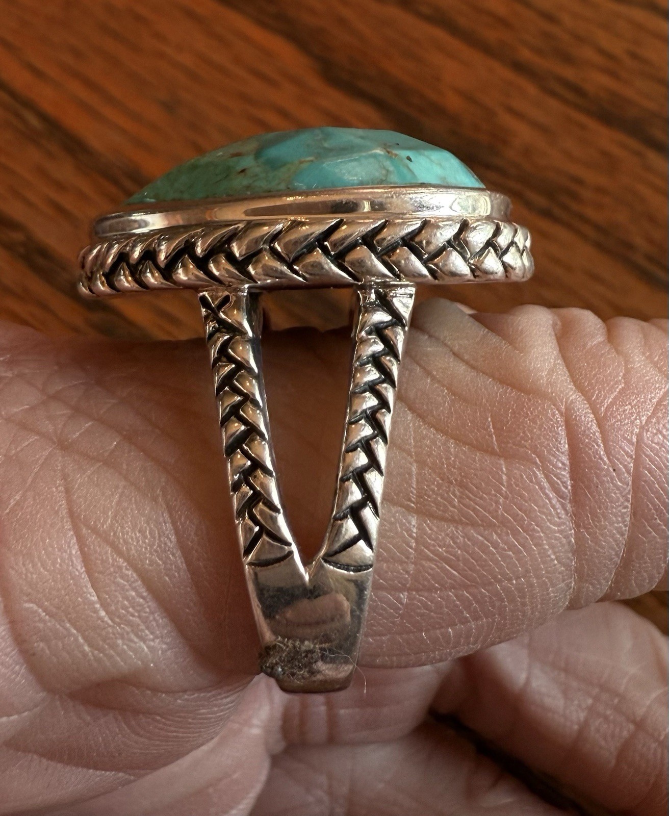 marked 925 sterling silver Barse shiny bright modern Turquoise ring Sz 9 75 New